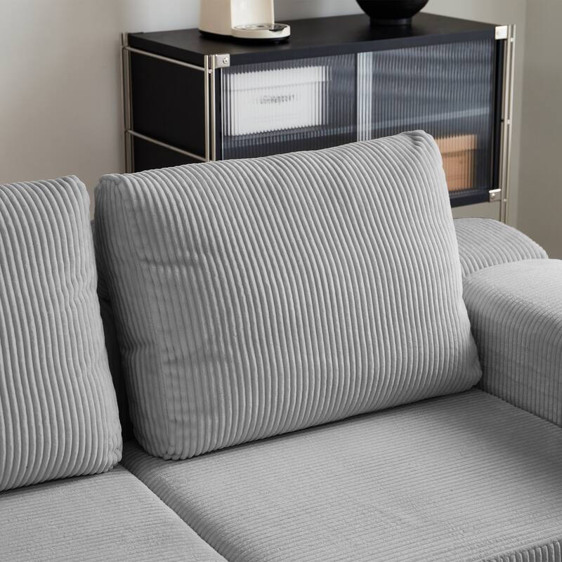 108'' Modular Sectional 3-Seater Cloud Sofa Bed with Deep Seating and High-Density Foam Cushions for Living Room or Apartment