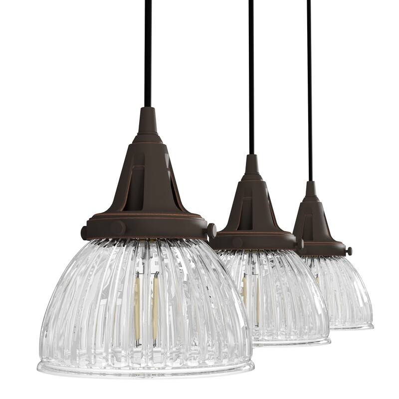 Hunter Cypress Grove 3-Light Linear Cluster Pendant - Kitchen Island, Dining Room - Industrial, Transitional, Modern
