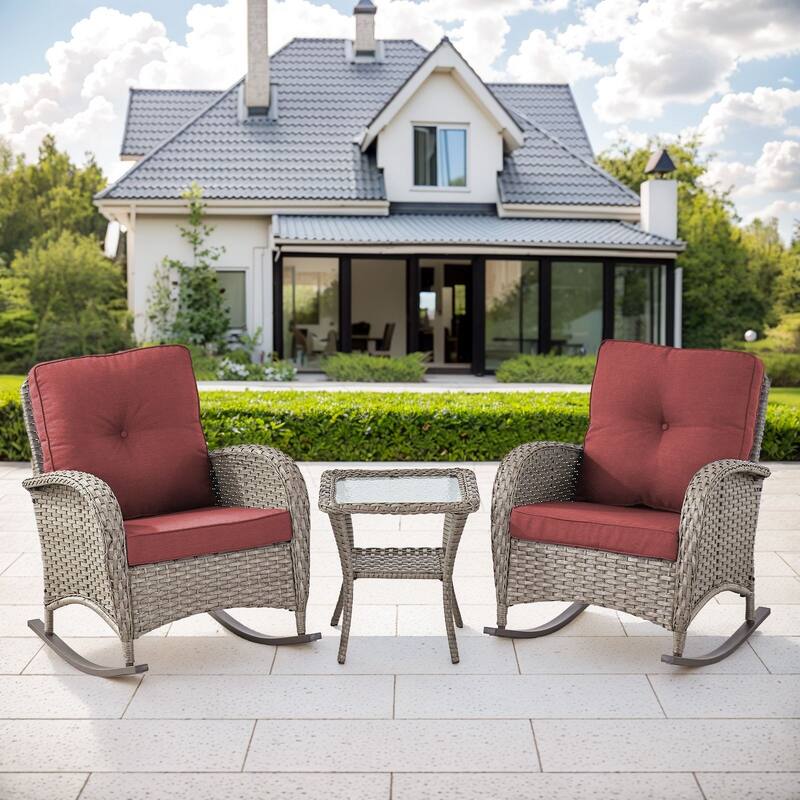 Gymojoy Outdoor Rocking Chairs Set of 2 Patio Furniture Sets
