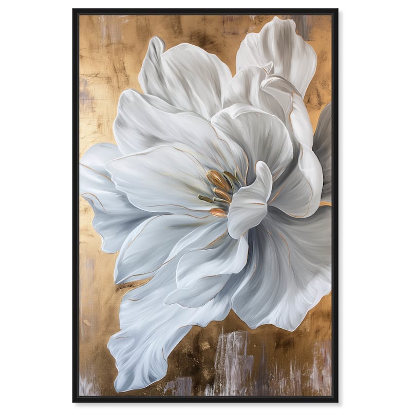 Art Remedy Bloom White Petals Framed Floral Fine 1 Piece Canvas Wall Art - 25 x 37 - Black