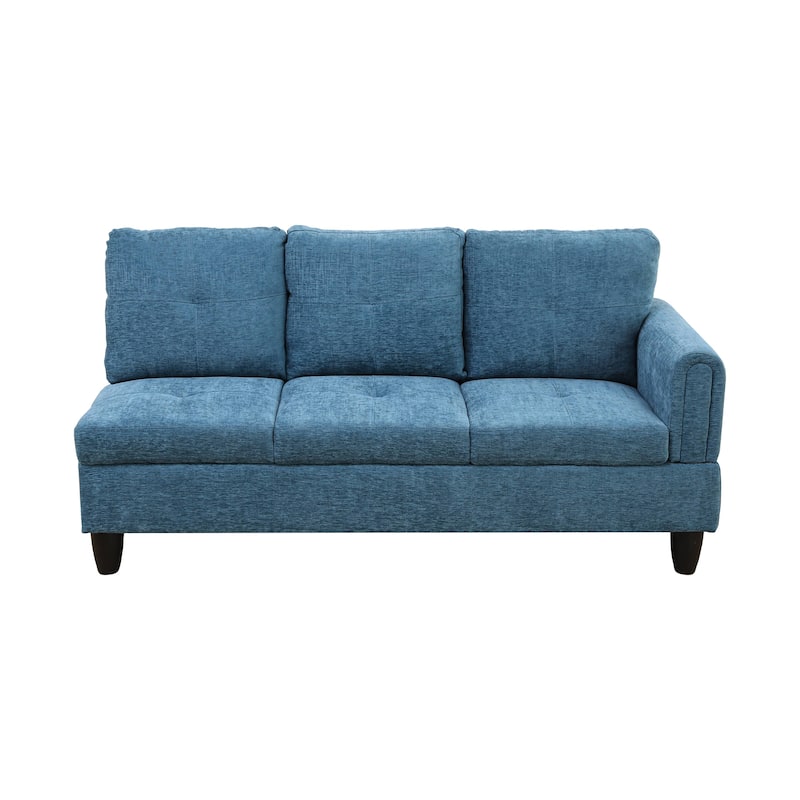 Blue Flannel 3-Piece Living Room Sofa Set