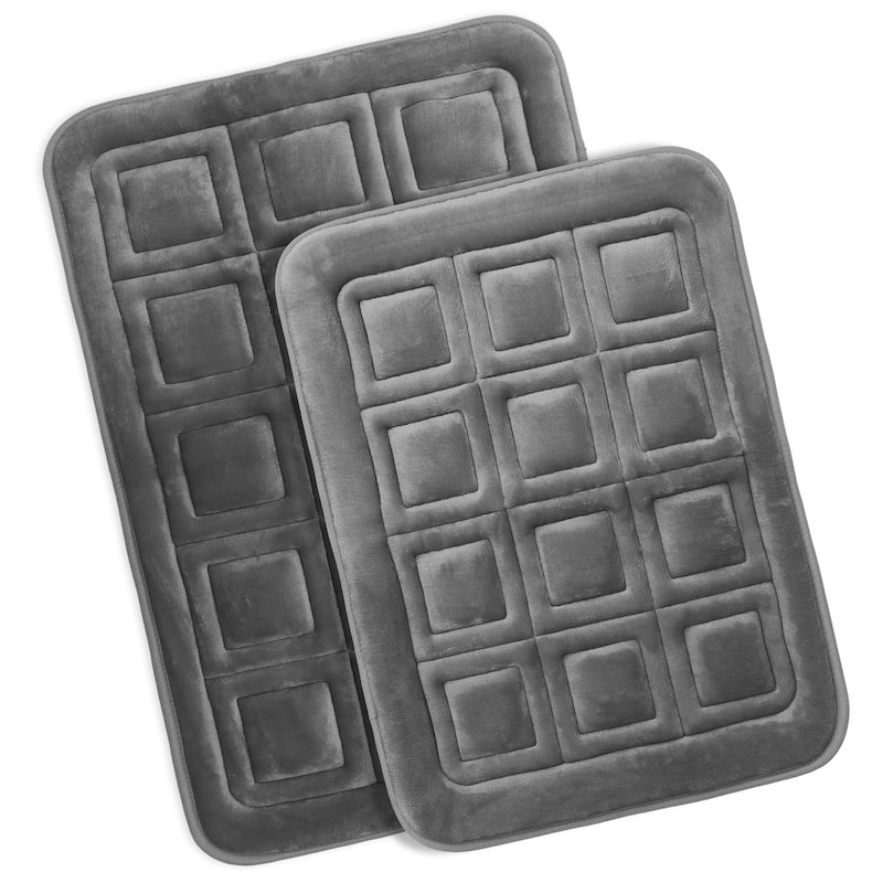 Clara Clark Ultra Soft Non Slip and Absorbent Bath Rug - Waffled Velvet Memory Foam Bath Mat