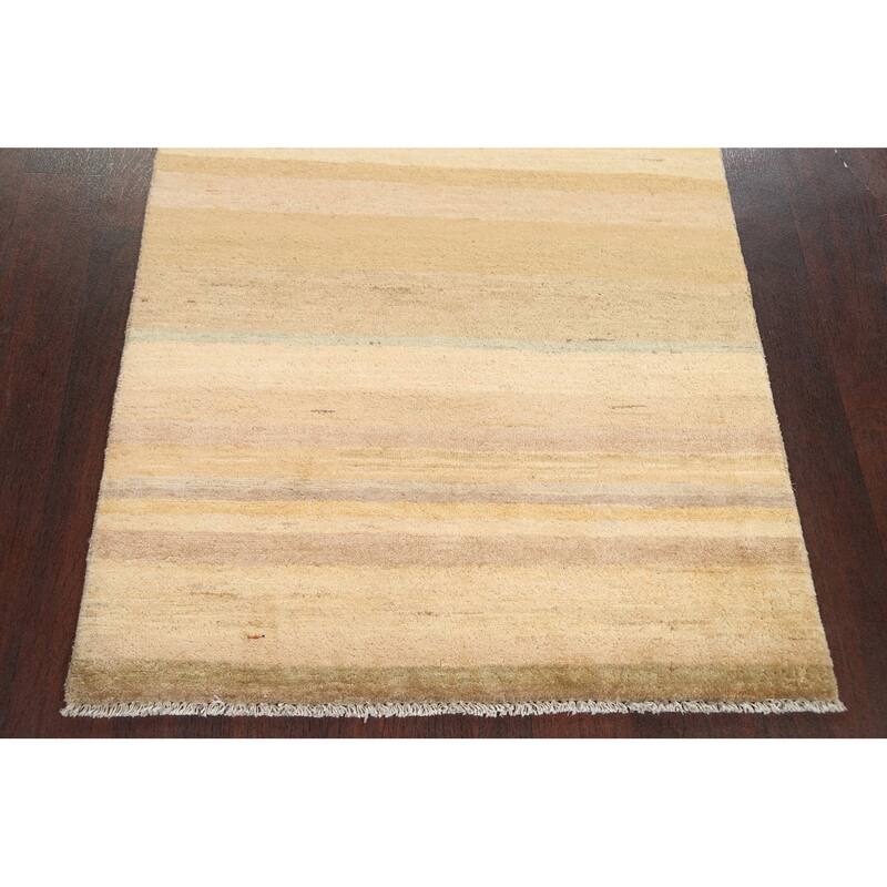 Contemporary Striped Gabbeh Kashkoli Wool Area Rug Hand-knotted Carpet - 3'1" x 5'2"
