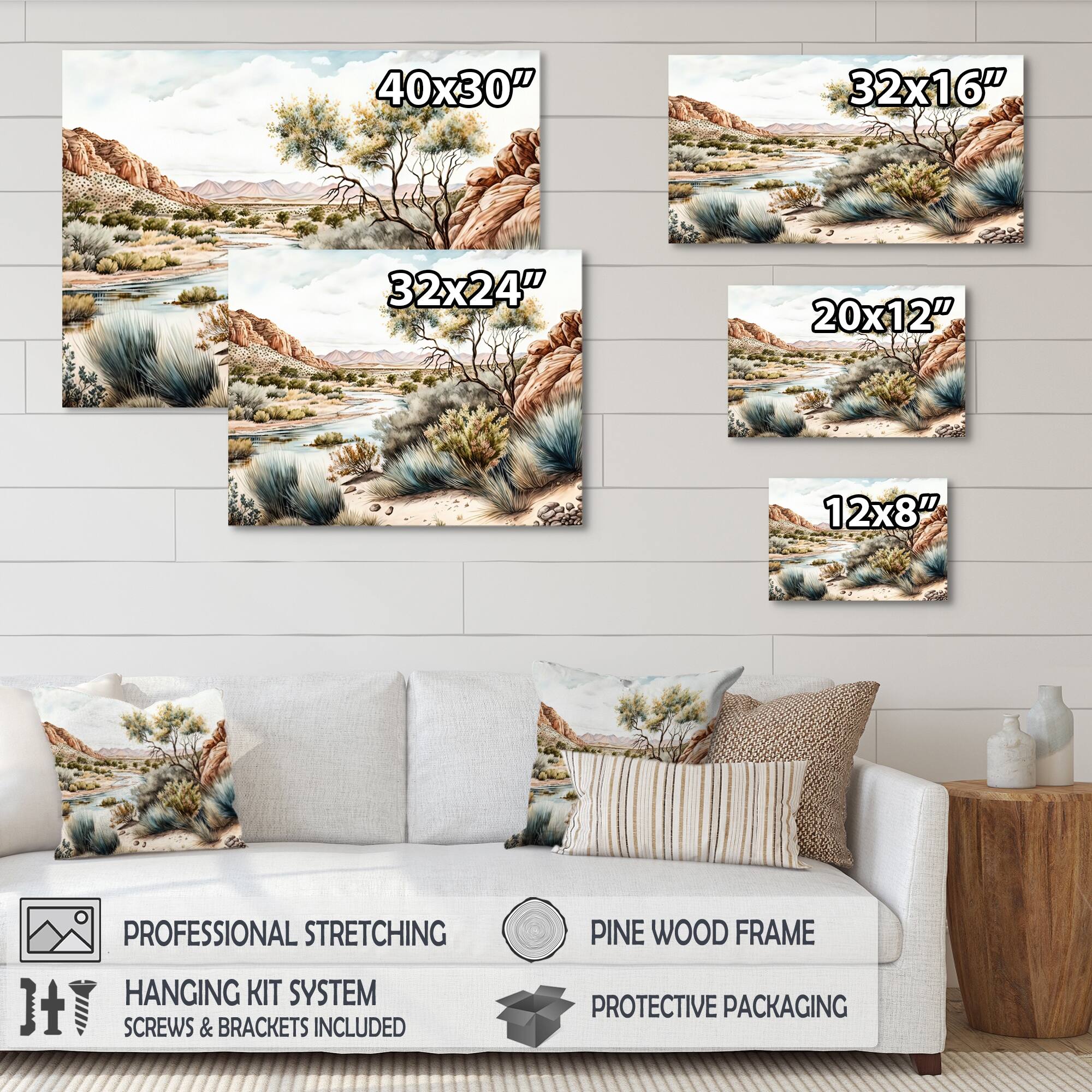 Designart 'Arizona Desert Creek Scenery II' Southwestern Canvas Wall