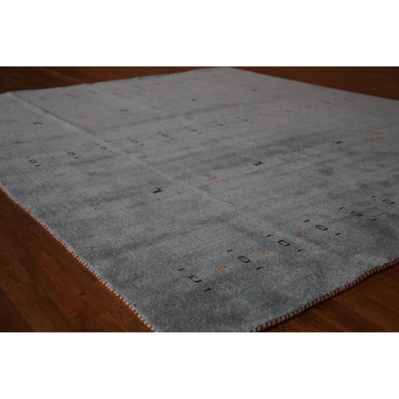 Hand Knotted Oriental 100% Wool Carpet Tribal Animal Pictorial Greys & Charcoal Gabbeh Area Rug - 9' 9'' X 8' 3''