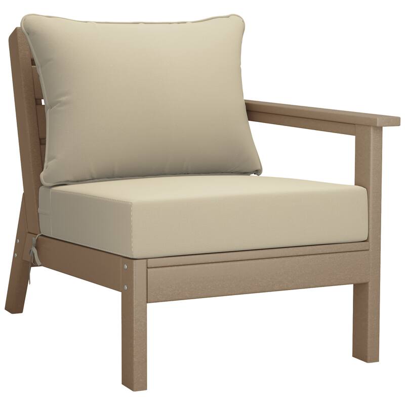 Birchwood All Weather HDPE Outdoor Patio Weathered Wood Deep Conversation Set (6-Piece Set)