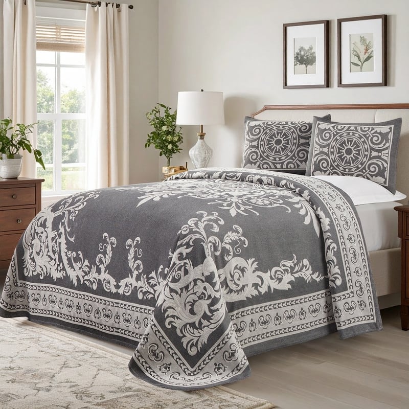 Cotton Blend Oversized Vintage Medallion Bedspread Set by Superior