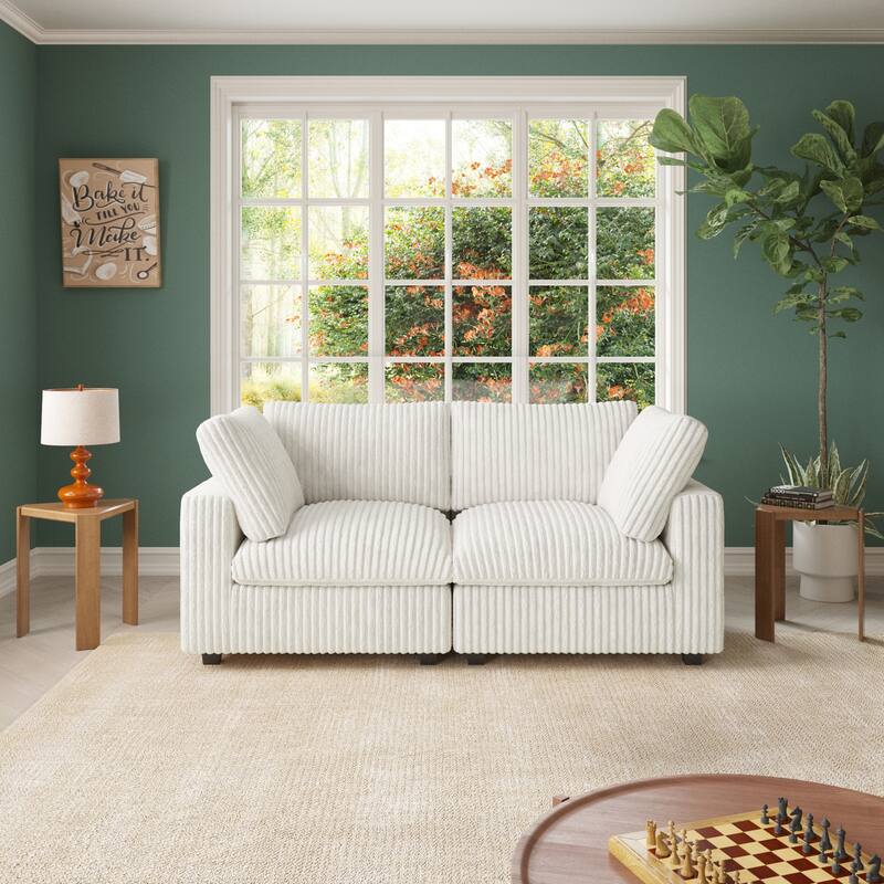 78.74" Soft Plush Modular Sectional Loveseat Sofa Upholstered Couch