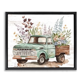 Stupell Floral Herb Truck Framed Floater Canvas Wall Art Design By ...