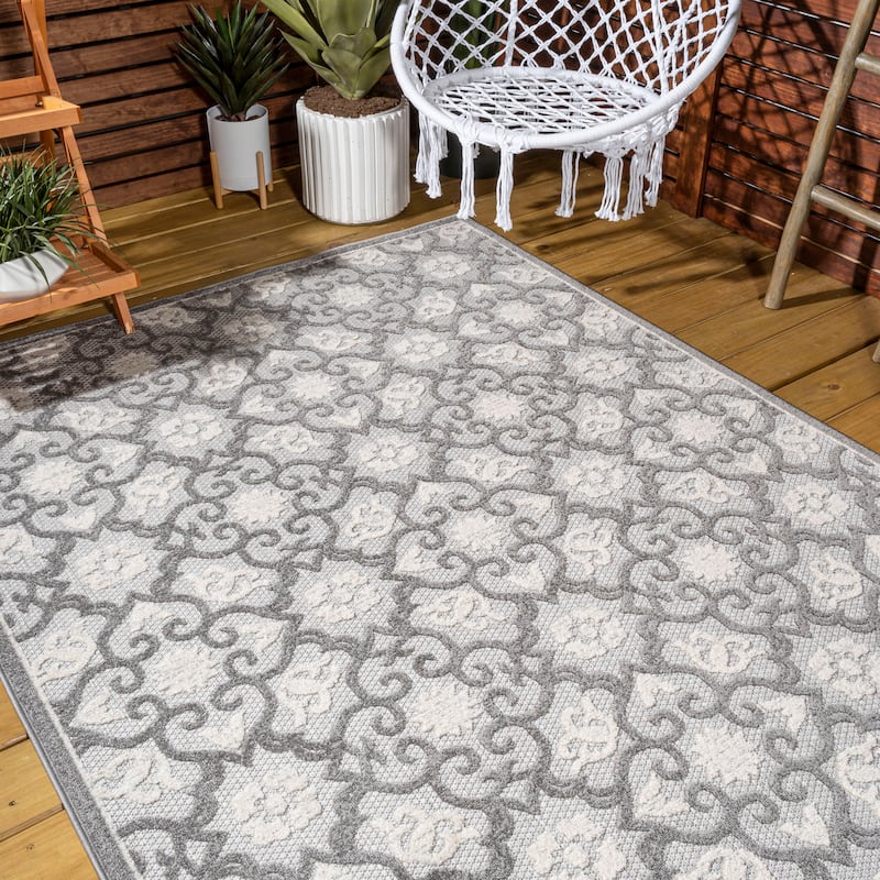JONATHAN Y Crisantemo Tile Trellis High-Low Indoor/Outdoor Area Rug