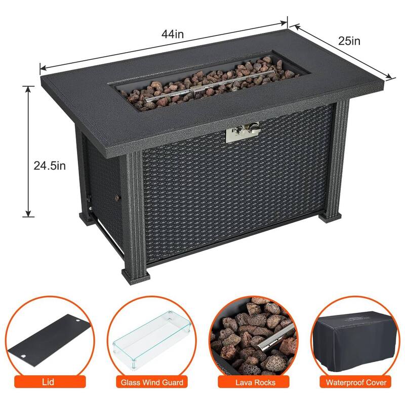 44 Inch Propane Fire Pit Table, 50000Btus Fire Table with Cover - 44 Inch