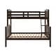 preview thumbnail 4 of 18, Slat Design Twin over Full Bunk Bed with Angled Ladder in Dark Walnut