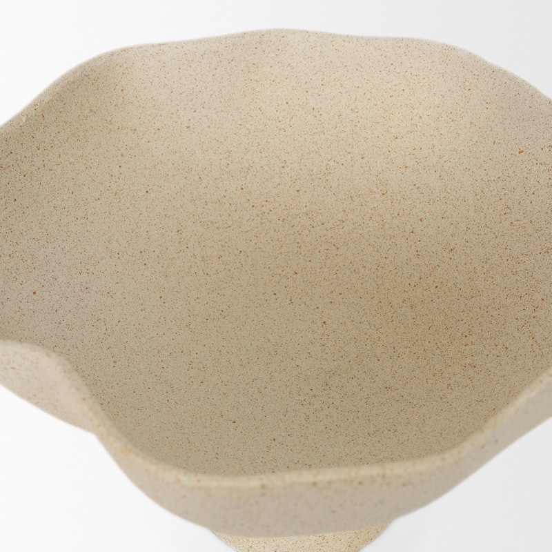 Radka Beige Textured Small Metal Decorative Bowl - 11.22 x 15.55 x 6.75 - 11.22 x 15.55 x 6.75