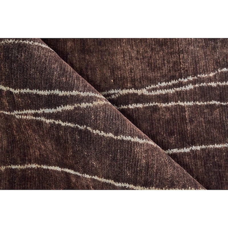 EXQUISITE RUGS ONE-OF-A-KIND Metro Collection Hand Knotted Brown Rug - 9'x12'