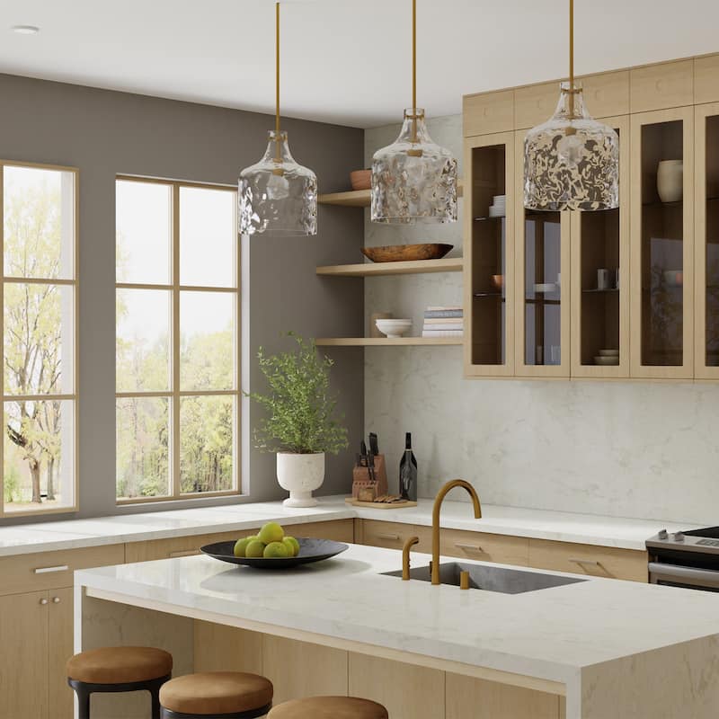 1-Light Clear Water Glass Shade Pendant