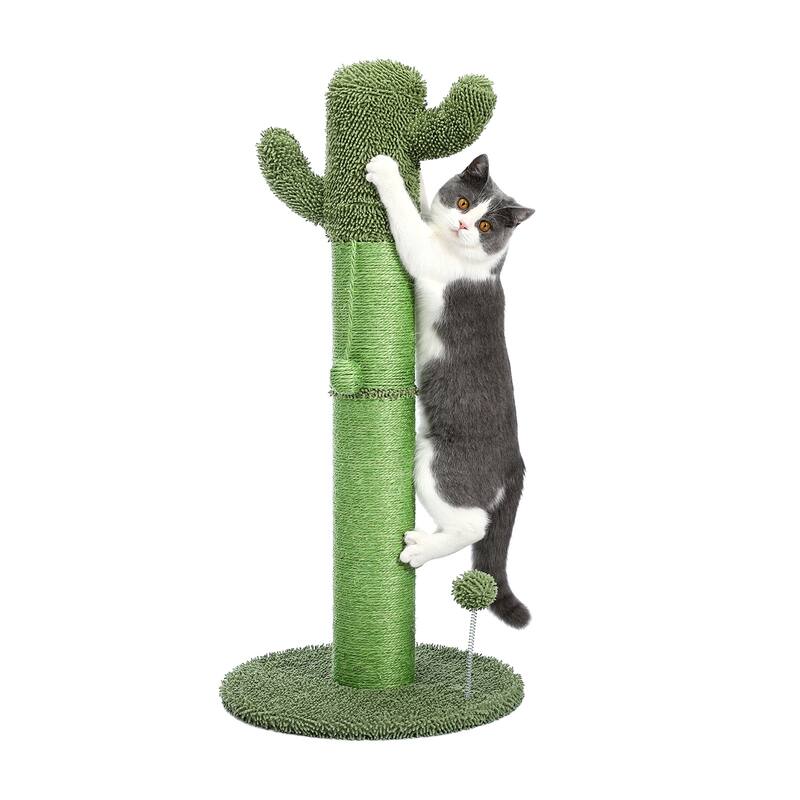 Large Cactus Cat Scratching Post with Natural Sisal Ropes, Cat Scratcher