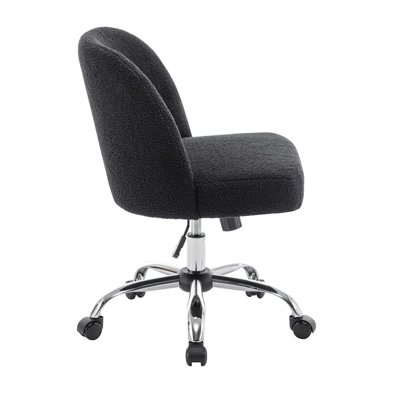 Porthos Home Peli Sherpa Fabric Armless Office Chair with Steel Roller Casters