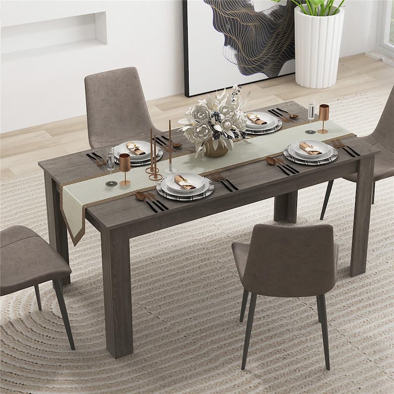 Gymax Dining Table for 4-6 People 63-inch Kitchen Table w/ L-shaped