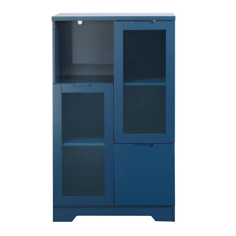Wooden Floor Buffet Storage Cabinet with 2 Glass Doors