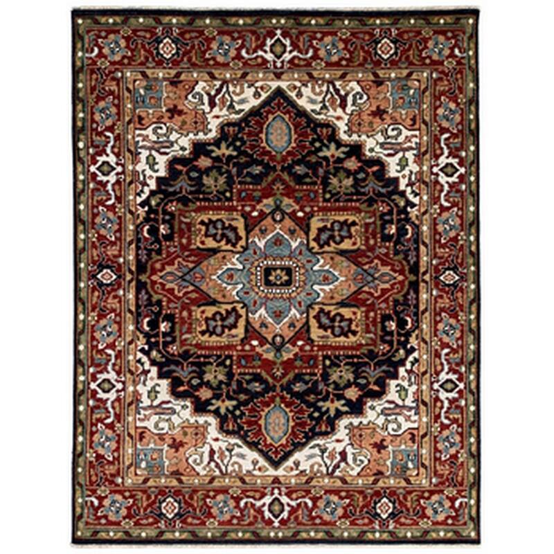 Handknotted Wool NAVY Heriz Serapi Pearl Collection Rug
