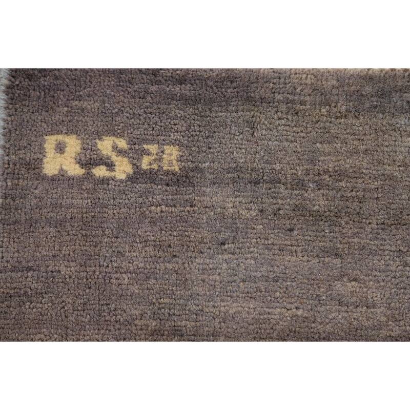 Modern Gabbeh Oriental Foyer Rug Grey Handmade Wool Carpet - 3'0"x 4'10"