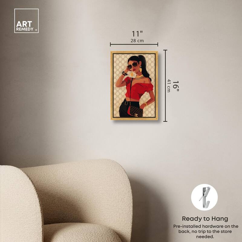 Her Stylish Red Look Canvas by Art Remedy