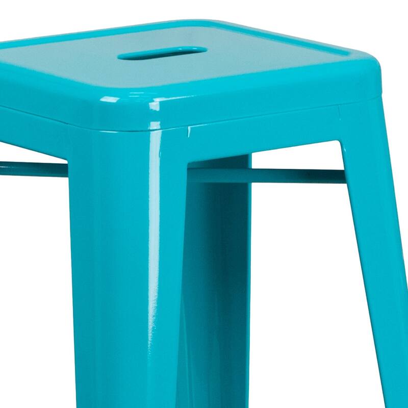 4 Pack 30" High Backless Metal Indoor-Outdoor Barstool with Square Seat