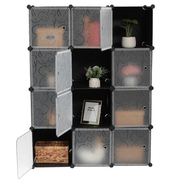 12-Cube DIY Closet Organizer Storage Shelves Book Shlef Bookcase - Black