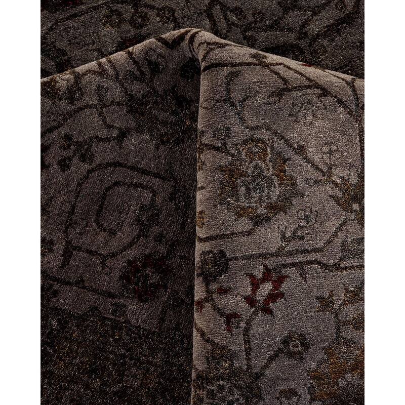 Overton Hand Knotted Wool Vintage Inspired Modern Contemporary Overdyed Gray Area Rug - 7' 10" x 8' 2"