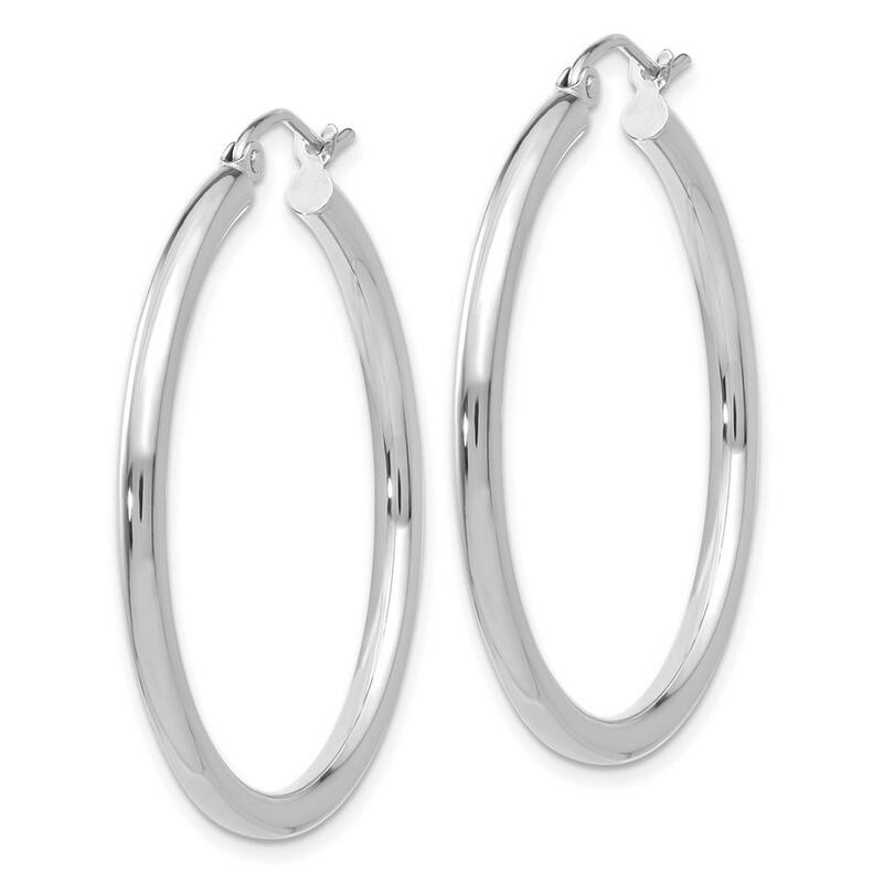Curata 10k White Gold Polished 2.5mm Solid Round Hoop Earrings - 15mm 20mm 25mm 30mm 35mm 40mm