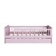 preview thumbnail 10 of 18, Twin Platform Bed with Guardrail, Trundle, and Semi-Enclosed Fence, Pink