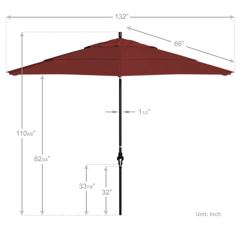 California Umbrella 11-Foot Round Aluminum, Crank Open Collar Tilt Patio Umbrella, Sunbrella Fabric