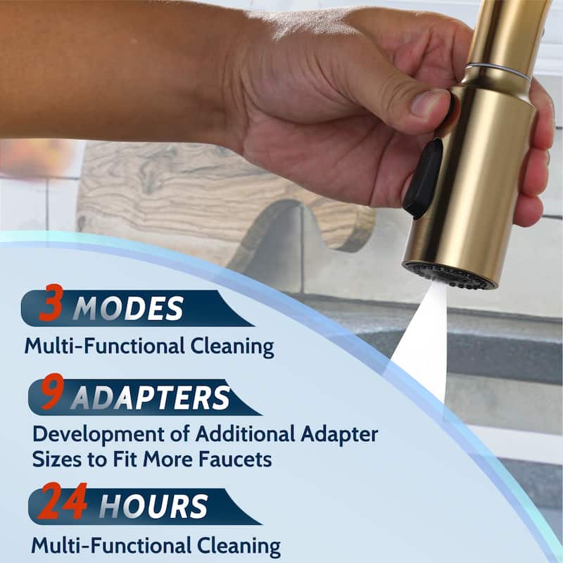 WOWOW Stainless Steel Pull Down Kitchen Faucet Sprayer with 9 Adapters