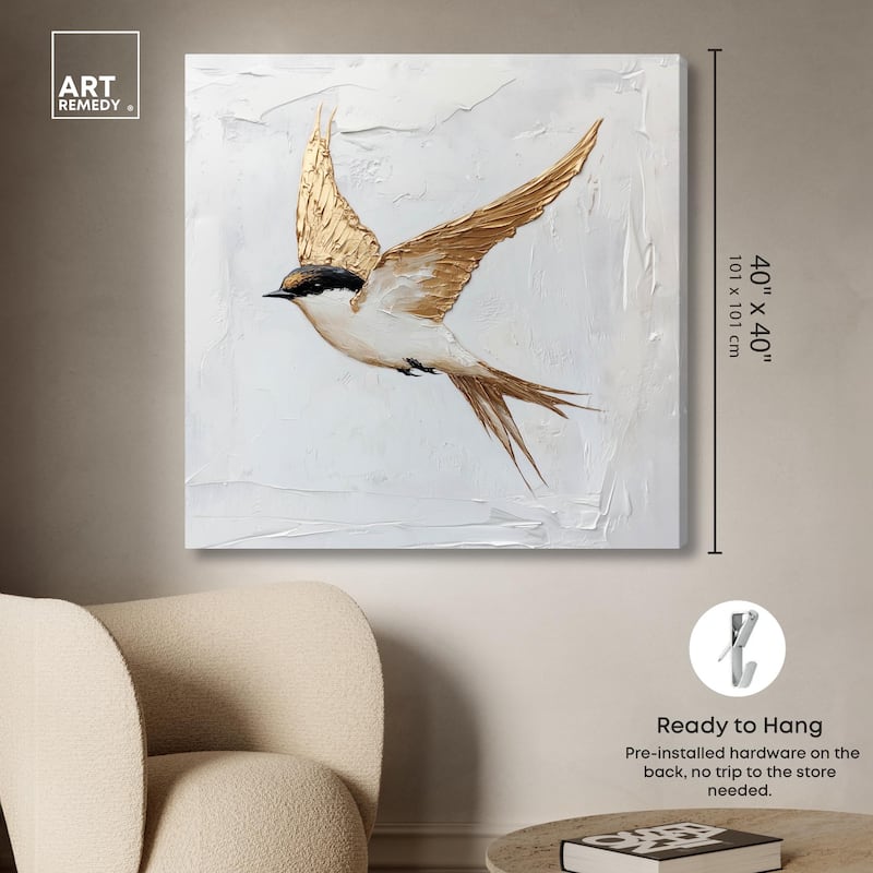 Simple Golden Swallow Canvas by Art Remedy, Gallery Wrapped