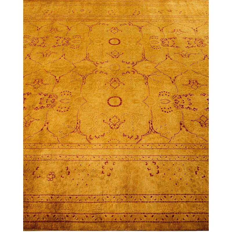 Overton Hand Knotted Wool Vintage Inspired Modern Contemporary Overdyed Gold Area Rug - 6' 2" x 12' 7"