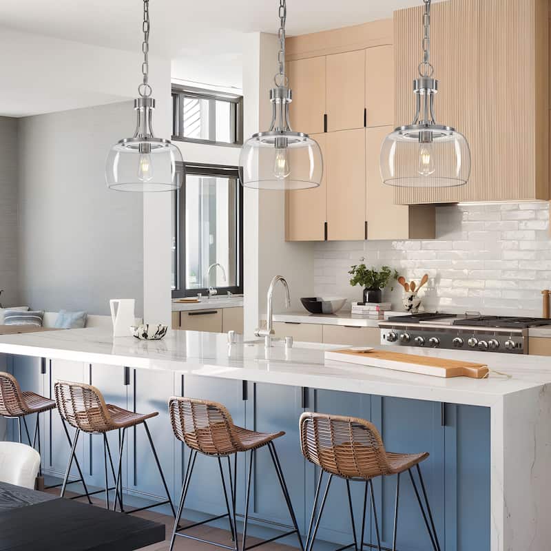 Starsky 1/3-Light Modern Clear Glass Dome Pendant Light