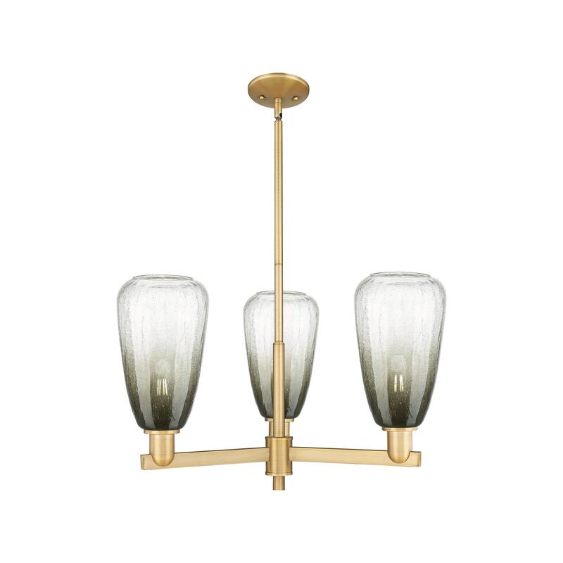Innovations Lighting Downtown Urban - Brookhaven Almond - 3 Light 18" Stem Hung Chandelier - Slate/Brushed Brass