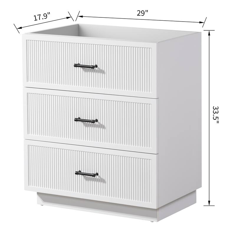 Modern Wall-Mounted Bathroom Sink Vanity, Durable MDF Board with Convenient Storage - 29in L