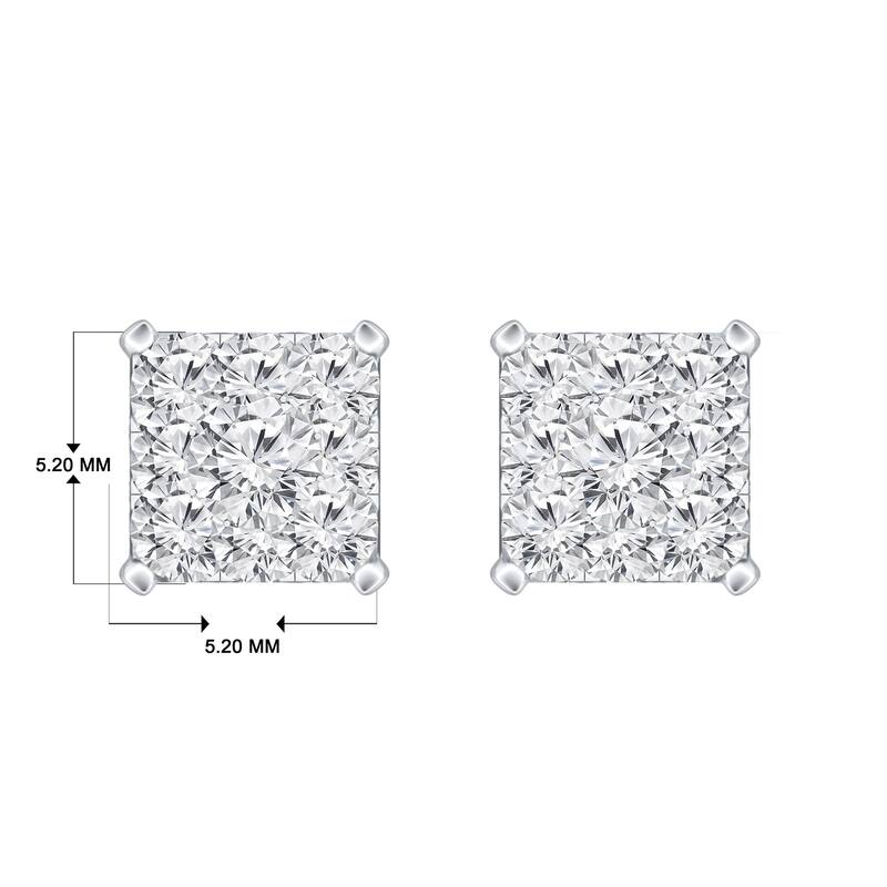 Auriya 14k Gold 1/4ctw Square Pave Diamond Stud Earrings (H-I, I1-I2)