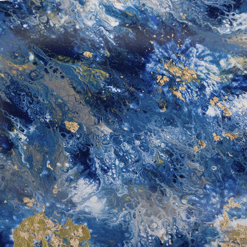 HomeRoots 50" X 70" Blue Ivory And Gold Abstract Microfiber Plush Throw Blanket