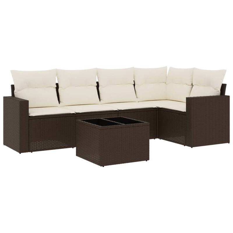 vidaXL Garden Sofa Set Brown PE Rattan Medium Adjustable Feet - 21.7 x 21.7 x 14.6
