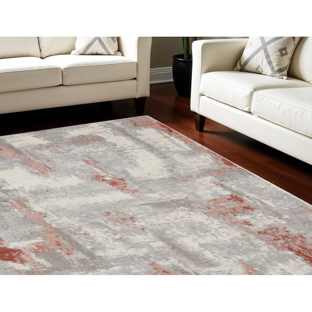 Bukux Power Loomed Abstract Modern Non Skid Area Rug By HomeRoots - 118' X '94' X '0.25
