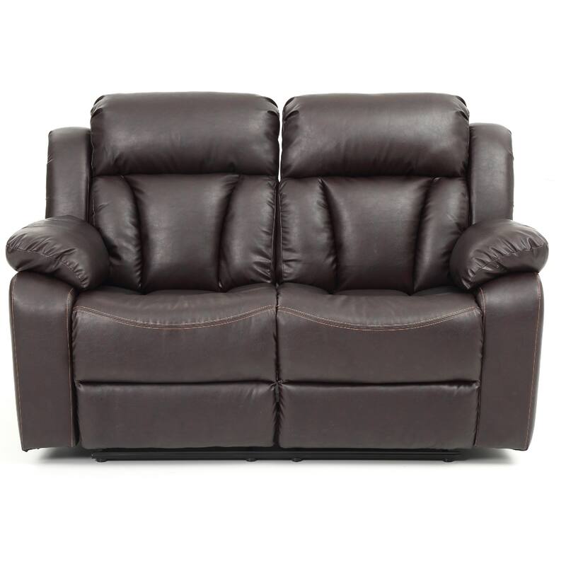 Flared Arm Tufted Faux Leather Straight Reclining Sofa - 62" - Dark Brown