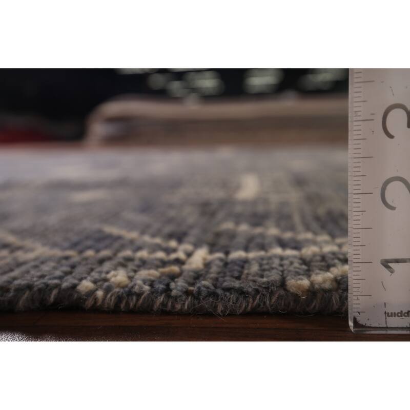 Gray & Blue Moroccan Area Rug Hand-Knotted Wool Carpet - 6'1"x 9'5"