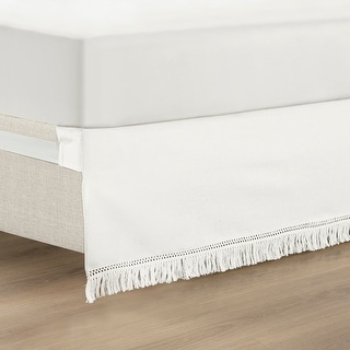 Lush Decor Boho Fringe 15-Inch Tailored Drop Easy Fit Bedskirt