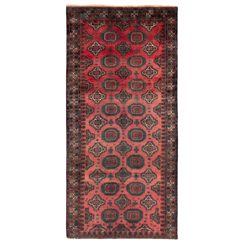 ECARPETGALLERY Hand-knotted Baluch Red Wool Rug - 4'2 x 9'0