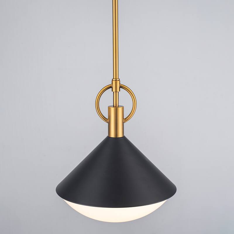 Single Light Cone Metal Pendant with Frosted White Glass Shade