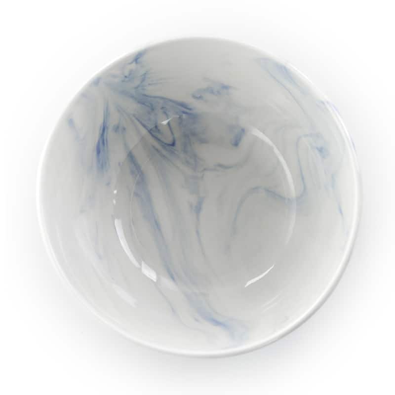 Elama Fine Marble 16 Piece Stoneware Dinnerware Set in Blue and White
