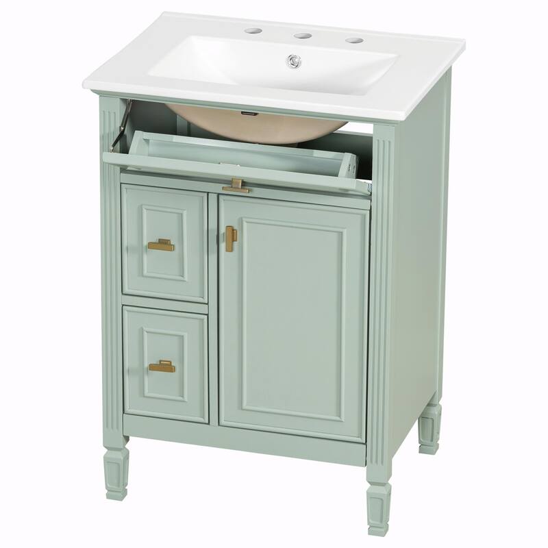 24-Inch Bathroom Vanity with Sink, Solid Wood and MDF Cabinet