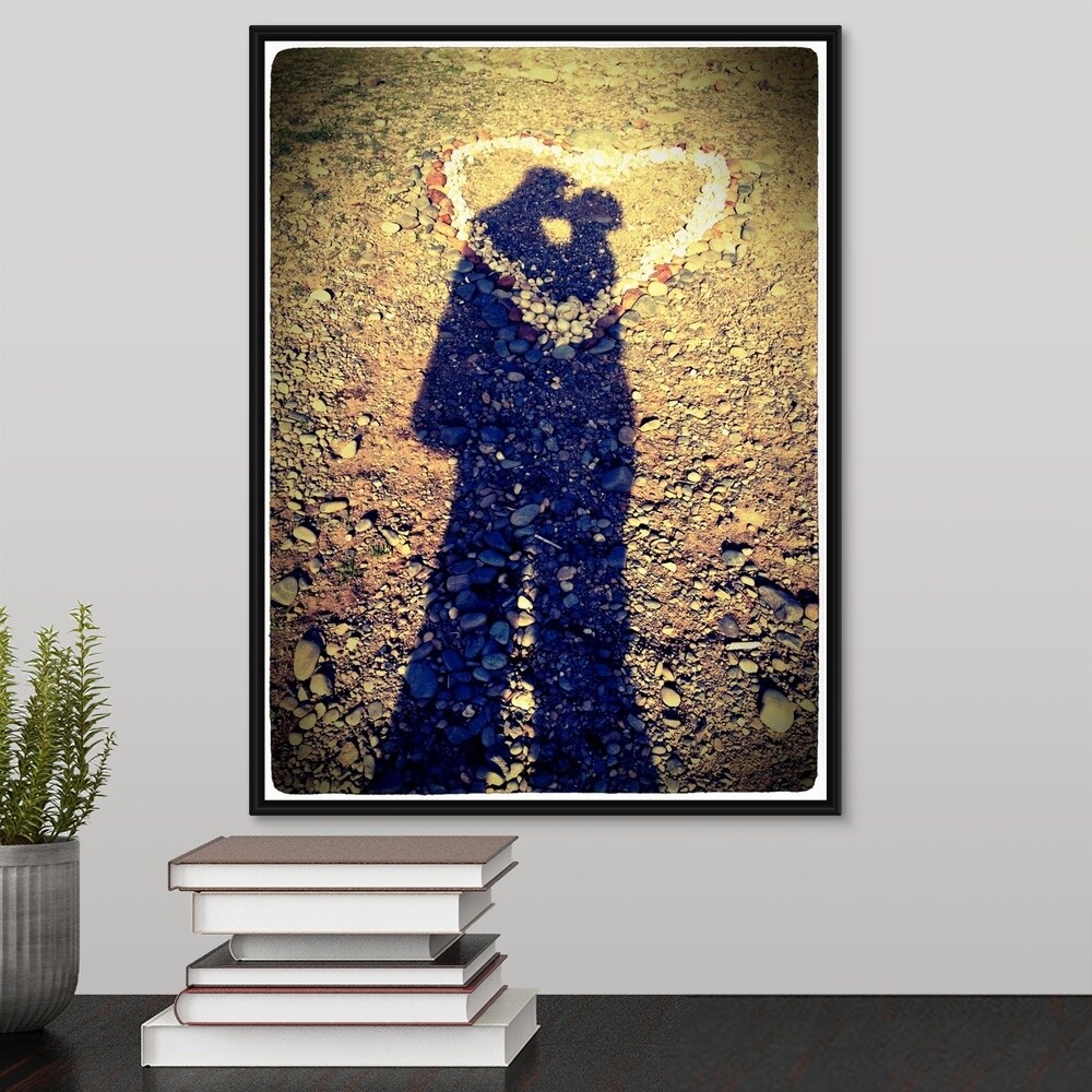Shop Shadows Of Couple Kissing Over Heart Of Stones Black Float